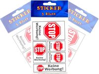 Picture of Etiketten selbstklebend, ''BITTE KEINE WERBUNG'', enthält 15 Etiketten in 4 Größen, 3 Blatt je 5 Et.