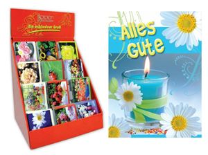Afbeelding van Display Minikarten mit Klammer / Klammerkarten Geburtstag & Allg. Wünsche, 120 Klammerkarten, 12 Motive, verschiedene Motive