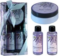 Resim Geschenkset Duschgel & Body Lotion Lavendel, 3 teilig, 2x Duschgel 70 ml, 1x Body Lotion 60 ml