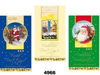 Изображение Weihnachts-Karte mit aufwendiger Goldprägung, Weihnachtsmann- und Weihnachtskranz-Motiven