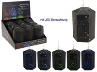 Εικόνα της LED Papier Laterne 6 eckig Hxd 11x7 cm, 22cm Kette, Farbwechsel inklusive Batterie, Displaykarton