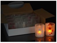 Изображение LED Teelichthalter Weihnachten, 6cm hoch, rot / weiss sortiert inklusive Batterie im Display