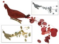 Picture of Pfau mit Pailetten, wunderschön, auf Clip 18cm, 3 fach sortiert rot, gold, silber, im Polybag