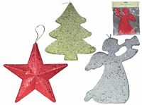 Afbeelding van Weihnachtsfiguren D:23cm Engel, Tannenbaum, Stern, Farben glitzernd rot,silber,gold,weiß