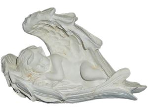 Picture of Engel in Flügel schlafend aus Polyresin, Größe ( LxBxH ): 14x7x8,5 cm cremefarben