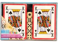 Image de Spielkarten 2x 52 Blatt + 4 Joker + 5 Würfel, in Kunststoffaufbewahrungsbox