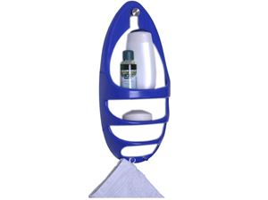 Immagine di Duschablage Kunststoff 42,5cm hoch, 20cm breit, 3 Ablagen + 2 Haken weiß / blau sortiert