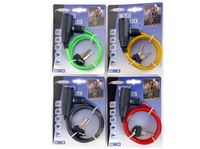 Resim Fahrrad Kabelschloß Stahlseil 6mm x 90cm, Kunststoff Überzug 4 Farben sortiert, 2 Schlüssel