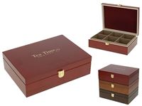Picture of Teebox Holz Edel und hochwertig verarbeitet, ca.25x18,5x7cm, 6 Fächer, 3 Holzfarben sortiert