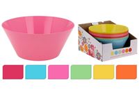 Εικόνα της Melamin Schüssel hochwertig hoch 11cm, d oben 25cm, 6 aktuelle Farben sortiert im 24 Display
