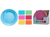 Εικόνα της Melamin Teller hochwertig klein d 20cm, 6 aktuelle Farben sortiert im 24 Display