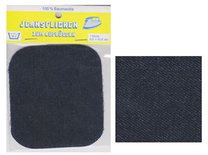 Resim Bügel-Jeansflicken Farbe dunkelblau 9,5 x 10,5 cm, im Headerbeutel