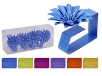 Obrazek Tischtuchklammern mit Blume Metall 4er Pack 6cm, groß, 6 Farben sortiert, Verpackung: PVC Box