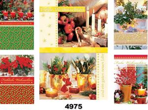Picture of Weihnachts-Karte mit dekorativen Motiven, einzeln mit Umschlag in Cellophan verpackt