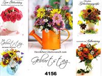 Изображение Geburtstags-Karte mit Blumenmotiven und Goldfolie, einzeln mit Cuvert in Cellophan verpackt