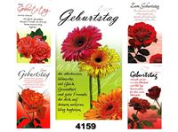 Picture of Geburtstags-Karte mit Blumenmotiven und Goldfolie, einzeln mit Cuvert in Cellophan verpackt