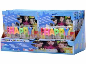 Εικόνα της Kerzen Happy Birthday, 7cm groß, 13 Stück im Bliste, im 12er Display