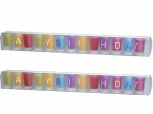 Εικόνα της Kerzen im Glas, Happy Birthday 3,2x4,9 cm 13 Stück, Geschenkbox im 12er Display