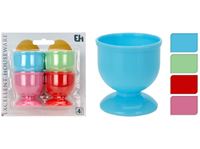 Εικόνα της Eierbecher 4 er Set 4,5x5 cm, aus Kunststoff, im Blister, EXCELLENT HOUSEWARE 4 Farben rot, grün, blau und pink