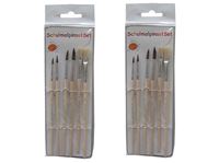 Изображение Schulmalpinsel Haarpinsel 4 Stüch, Borstenpinsel 2 Stück, Grössen 2, 4, 6, 10 und 8,12, Pinsel-Set im Headerbeutel