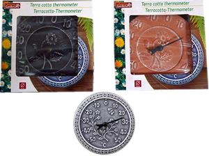Picture of Thermometer aus Terrakotta, d = 20 cm, 2 Farben,, 3 verschiedene Design&prime;s, einzeln im Geschenkkarton verpackt
