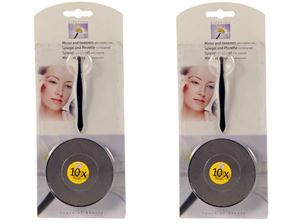 Εικόνα της Kosmetikspiegel d 7,5 cm schwarz, 10fach Vergrößerung, mit Saugnapf und Pinzette, im Blister verpackt