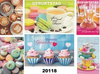 Resim Geburtstags-Karte ''Kaffee & Kuchen'' mit Glimmer, Fachhandelskarten im 30er Verkaufsdisplay