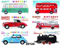 Imagen de Geburtstags-Karte ''Auto'' Leporello mit 3 Seiten, Fachhandelskarten im 30er Verkaufsdisplay