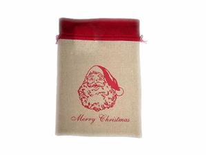 Picture of Weihnachtsbeutel aus Leinen oben mit Kordel, 35 x 25 cm , Aufdruck ''Merry Chrismas''