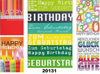 Afbeelding van Geburtstag-Karte ''Happy Birthday / Alles Gute'' mit Folie, Fachhandelskarten im 30er Verkaufsdisplay