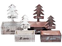 Afbeelding van Pflanzkasten aus Holz 2er Set mit Folie, rechteckig, 2 Farben braun und weiß gebürstet