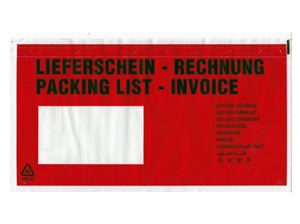 Εικόνα της Begleitpapiertaschen, DIN lang, 240/117,5 + 22,5mm, 450 mm breit, 300 m lang, transparent