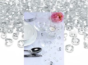 Immagine di Deko-Steine aus Acryl, transparent, Diamant 12 mm, 100 Stück in PVC Blisterbeutel mit Euroloch