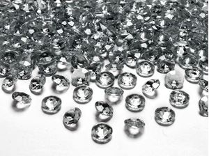 Изображение Deko-Steine aus Acryl, grau, Diamant 12 mm, 100 Stück in PVC Blisterbeutel mit Euroloch