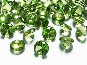 Afbeelding van Deko-Steine aus Acryl, licht grün, Diamant 20 mm, 10 Stück in PVC Blisterbeutel mit Euroloch