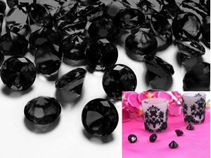 Изображение Deko-Steine aus Acryl, schwarz, Diamant 20 mm, 10 Stück in PVC Blisterbeutel mit Euroloch