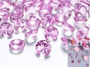 Resim Deko-Steine aus Acryl, pink, Diamant 20 mm, 10 Stück in PVC Blisterbeutel mit Euroloch