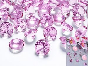 Picture of Deko-Steine aus Acryl, pink, Diamant 20 mm, 10 Stück in PVC Blisterbeutel mit Euroloch