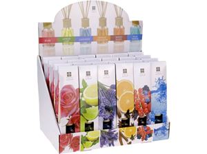Afbeelding van Raumduft 100 ml mit 8 Holzstäbchen 6fach sortiert, im Display, Duftsorten siehe Details