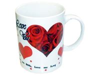 Imagen de Tasse mit Herz, d = 8 cm, h = 10 cm aus Keramik, Rosen Design