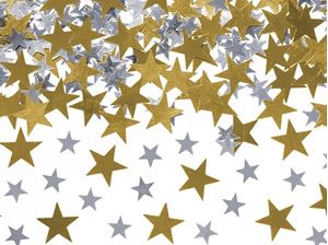 Bild von Confetti Sterne gold und silber, 7g im Foliebeutel mit Euroloch