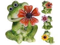 Image de Frosch aus Keramik mit Blume, sehr detailgetreu gearbeitet & witterungsbeständig