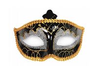 Afbeelding van Partymaske siber und schwarz, einzeln im Foliebeutel verpackt