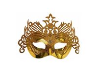 Afbeelding van Partymaske gold mit Ornamenten, einzeln im Foliebeutel verpackt