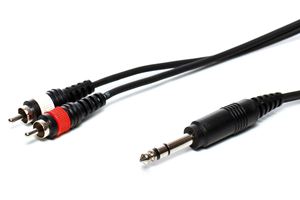Изображение Kabel 2x Cinch auf 1x Klinke 6,3 ster 3m