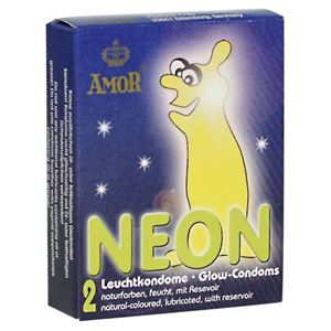 Resim AMOR Neon Glow in the Dark Kondome - 2 Stück