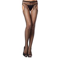 Bild von Straps-Strumpfhose aus Netzmaterial in Schwarz