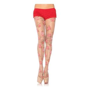 Image de Lycra-Strumpfhose mit aufgeflockten Rosen