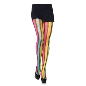 Image de Netzstrumpfhose mit Zickzack-Muster in Regenbogenfarben