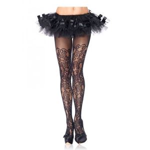 Image de Netzstrumpfhose mit Blumenmuster in Schwarz